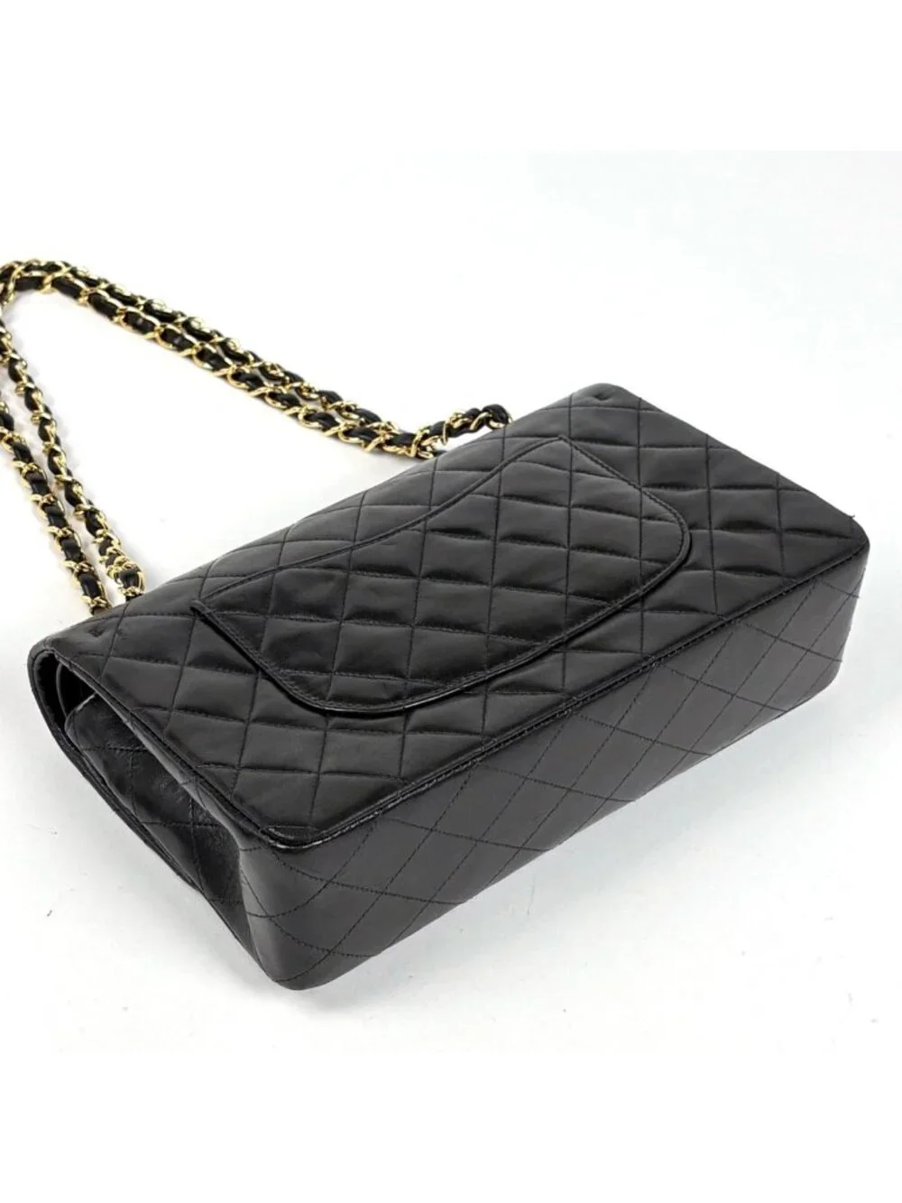 Chanel Quilted Double Flap Chain Shoulder Bag CC Logo Leather Black